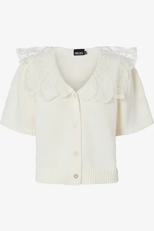 Pieces® Top pcAbby SS Lace Collar Knit Cardigan