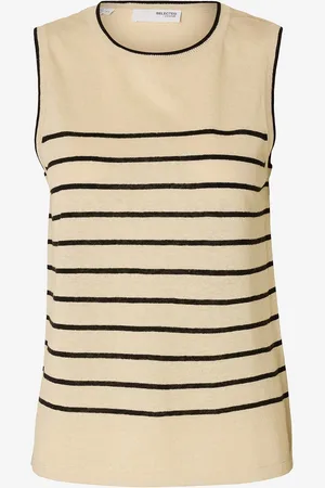 SELECTED Hør-top slfEsther SL Contrast Knit Top