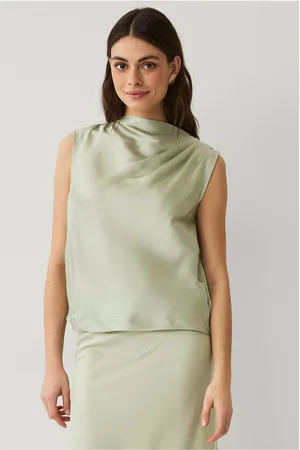 ELLOS Ærmeløs satinbluse med drapering