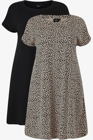 Zizzi T-shirtkjole mBrynn S/S Dress Aop 2-pak
