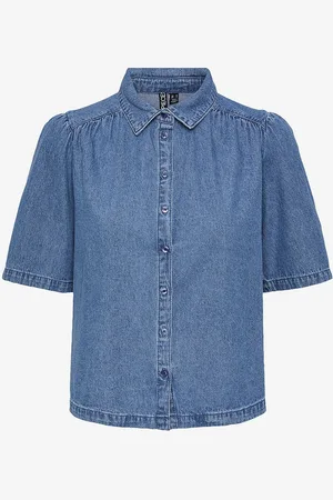 Pieces® Cowboyskjorte pcMag SS Denim Shirt