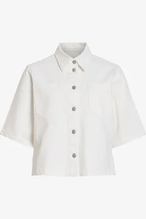 VILA Skjorte viJaf 2/4 Emb Denim Shirt White