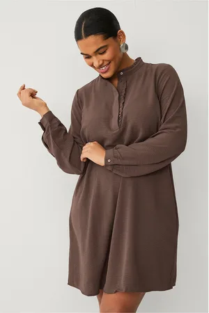 Zizzi Kjole vFikka L/s Abk Frill Dress