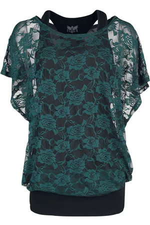 EMP T-shirt - Sort top med grøn T-Shirt - M till 5XL - Damer