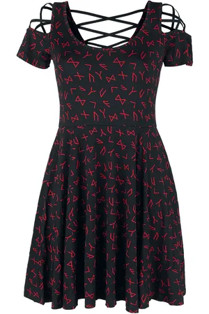 EMP Kort kjole - Dress with Lacing and Runes - L till 5XL - Damer