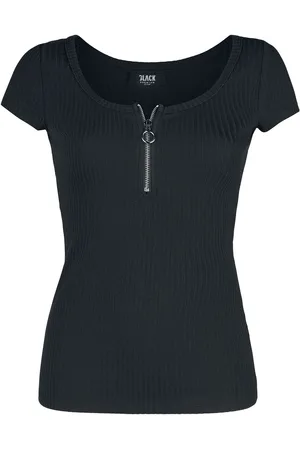 EMP T-shirt - Black T-shirt with Zip at Neckline - S till 3XL - Damer