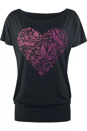 Full Volume T-shirt - Black T-shirt with Print and Crew Neck - S - Damer