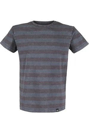 EMP T-shirt - Grey T-shirt with Horizontal Stripes and Crew Neckline - S till 5XL - Herrer