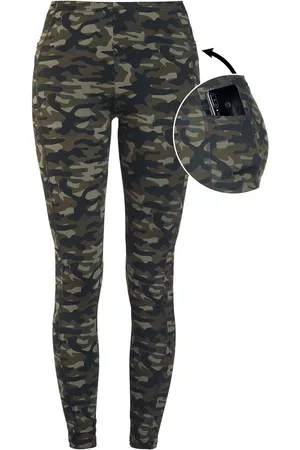 Rock Rebel Leggings - Olive-Coloured Camo Leggings with Side Pockets - XS till 5XL - Damer
