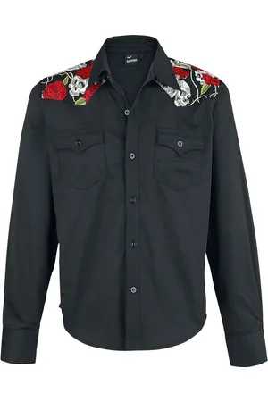 Banned Alternative Langærmet skjorte - Skull Rose - S till 5XL - Herrer