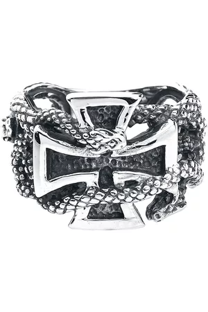 etNox hard and heavy Ring - Iron Cross with Snakes - Herrer
