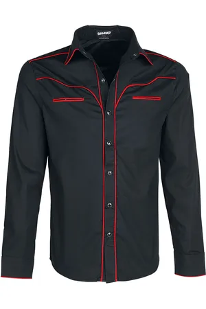 Banned Alternative Langærmet skjorte - Plain Trim - S till 5XL - Herrer
