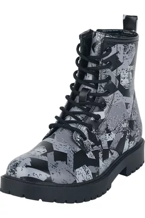 EMP Støvle - Lace-up boots with all-over rock hand print - EU37 till EU38 - Damer