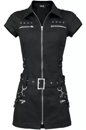 H&R London Kort kjole - Black Zip Dress - XS till 3XL - Damer