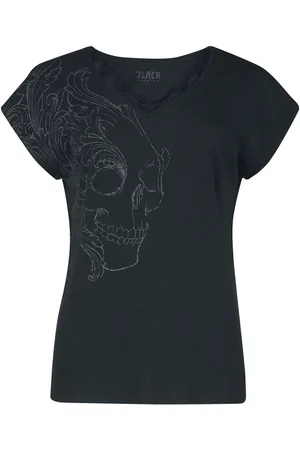EMP T-shirt - T-shirt with skull print and lace - S till 5XL - Damer