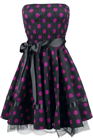H&R London Kort kjole - Big Purple Dots - S till 3XL - Damer