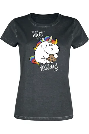 Chubby Unicorn Enhjørning T-shirt - Ich bin nicht dick. Ich bin flauschig! - S till XXL - Damer