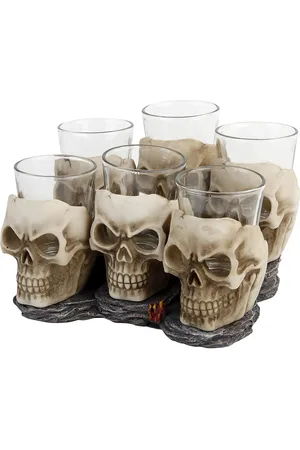 Nemesis Now Shotglas, sæt - Six Shooter Skulls - Unisex