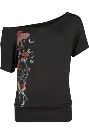 Full Volume T-shirt - Mushrooms, skull and butterflies - S - Damer