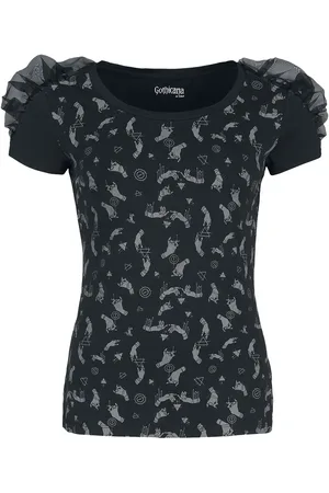 Gothicana T-shirt - Gathered t-shirt allover - S till L - Damer