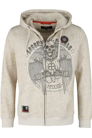 Rock Rebel Hættetrøje med lynlås - Hooded Jacket with Prints - S till XXL - Herrer