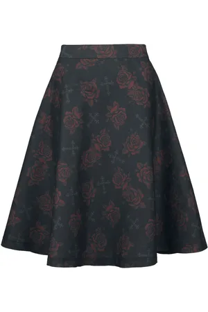 Rock Rebel Mellemlang nederdel - Roses and crosses - S till L - Damer
