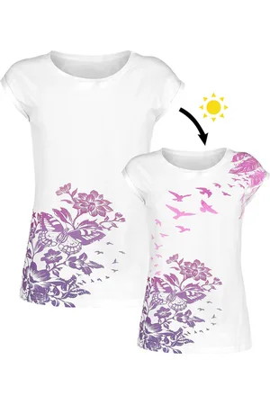 Full Volume T-shirt - White T-shirt with Crew Neck and UV-Print - S till XXL - Damer