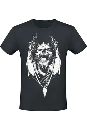 Gothicana T-shirt - T-Shirt With Dragon And Skull Frontprint - M till XL - Herrer