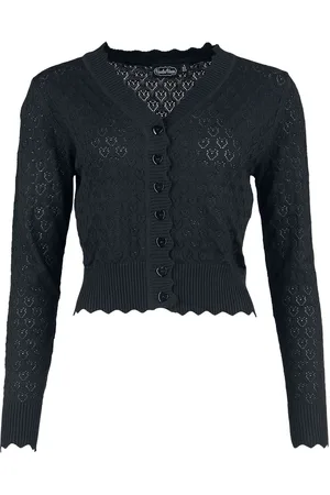 Voodoo Vixen Cardigan - Heart Pattern Scallop Edge Cardigan - XS till XXL - Damer