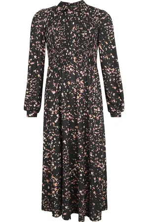 QED London Mellemlang kjole - Shirred bust ditsy floral shirt midi - M - Damer