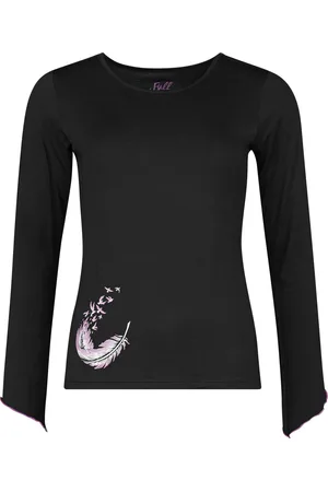 Full Volume Langærmet - Longsleeve With Wing And Feather Print - S till XL - Damer