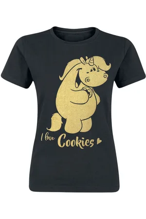 Chubby Unicorn Enhjørning T-shirt - - I Love Cookies - S till 3XL - Damer