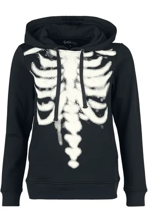 Gothicana Hættetrøje - Hættetrøje med ribcage print - S till XXL - Damer