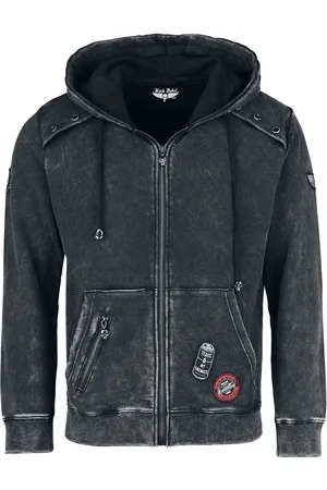 Rock Rebel Hættetrøje med lynlås - Mottled Jacket With Patches - M till XXL - Herrer