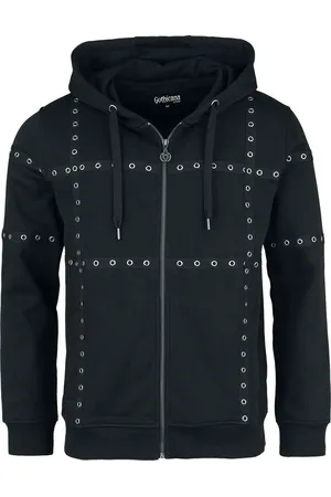 Gothicana Hættetrøje med lynlås - Rivet Hole Zipper Hoodie - S till XXL - Herrer