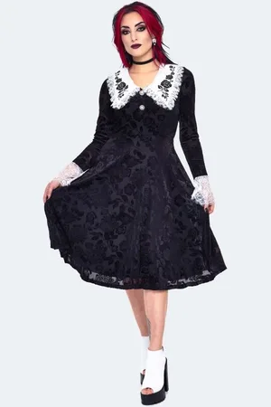 Jawbreaker Mellemlang kjole - Velvet Lace Collar Dress - XS till M - Damer