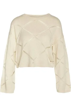 Noisy May Sweatshirt - NMJUNE L/S O-NECK CROP KNIT NOOS - M - Damer