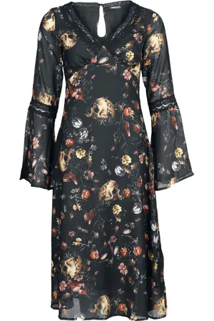 Jawbreaker Mellemlang kjole - Garden Of Skull Midi Chiffon Dress - XS till 4XL - Damer