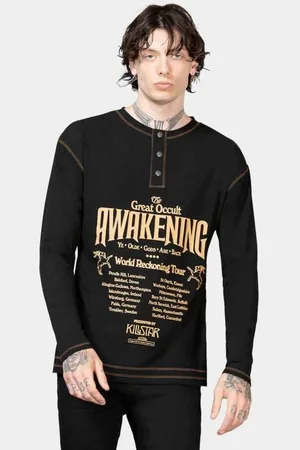 Killstar Langærmet - Otherworlds Henley Top - XS till XXL - Herrer