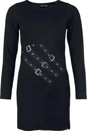 Gothicana Kort kjole - Dress With Belts And Buckles - S till XL - Damer