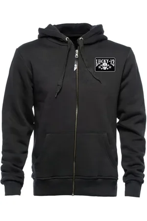 Lucky 13 Hættetrøje med lynlås - Skull Stars hættetrøje med lynlås, - S till 3XL - Herrer
