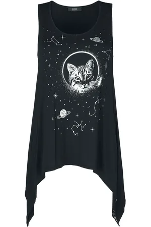 Banned Alternative Top - Space Cat Top - XS till 4XL - Damer