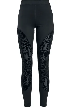 Gothicana Leggings - Leggings with semi-transparent inserts and flock print - S till 5XL - Damer