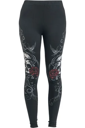 EMP Leggings - Leggings With Skull And Roses Print - S till XXL - Damer