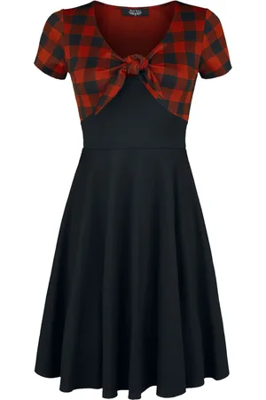 Rock Rebel Kort kjole - Rock Rebel Tie-Front Dress with Checked Pattern - S till XXL - Damer