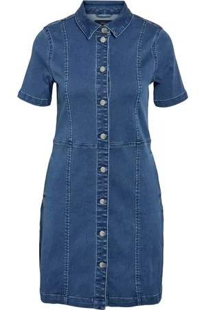 Noisy May Kort kjole - NMNISA S/S SLIM DENIM DRESS VI526BL NOOS - XS till XL - Damer