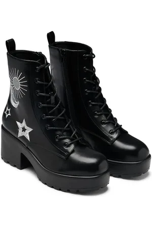 Koi Støvle - Astro Silver Star & Moon Chunky Boots - EU36 till EU38 - Damer