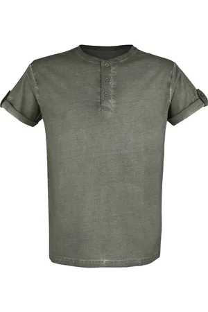 EMP T-shirt - Green T-shirt with Buttons and Turn-up Sleeves - M till 5XL - Herrer