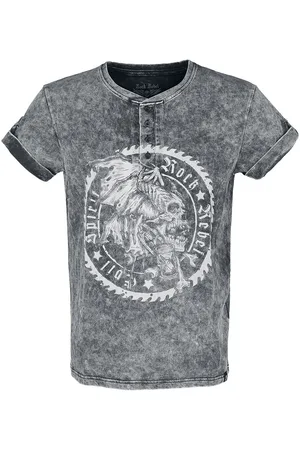 Rock Rebel T-shirt - Vintage-Look T-Shirt with Button Placket - S till 5XL - Herrer