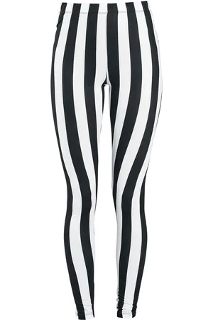 Gothicana Leggings - Black/White Striped Leggings - S till 5XL - Damer